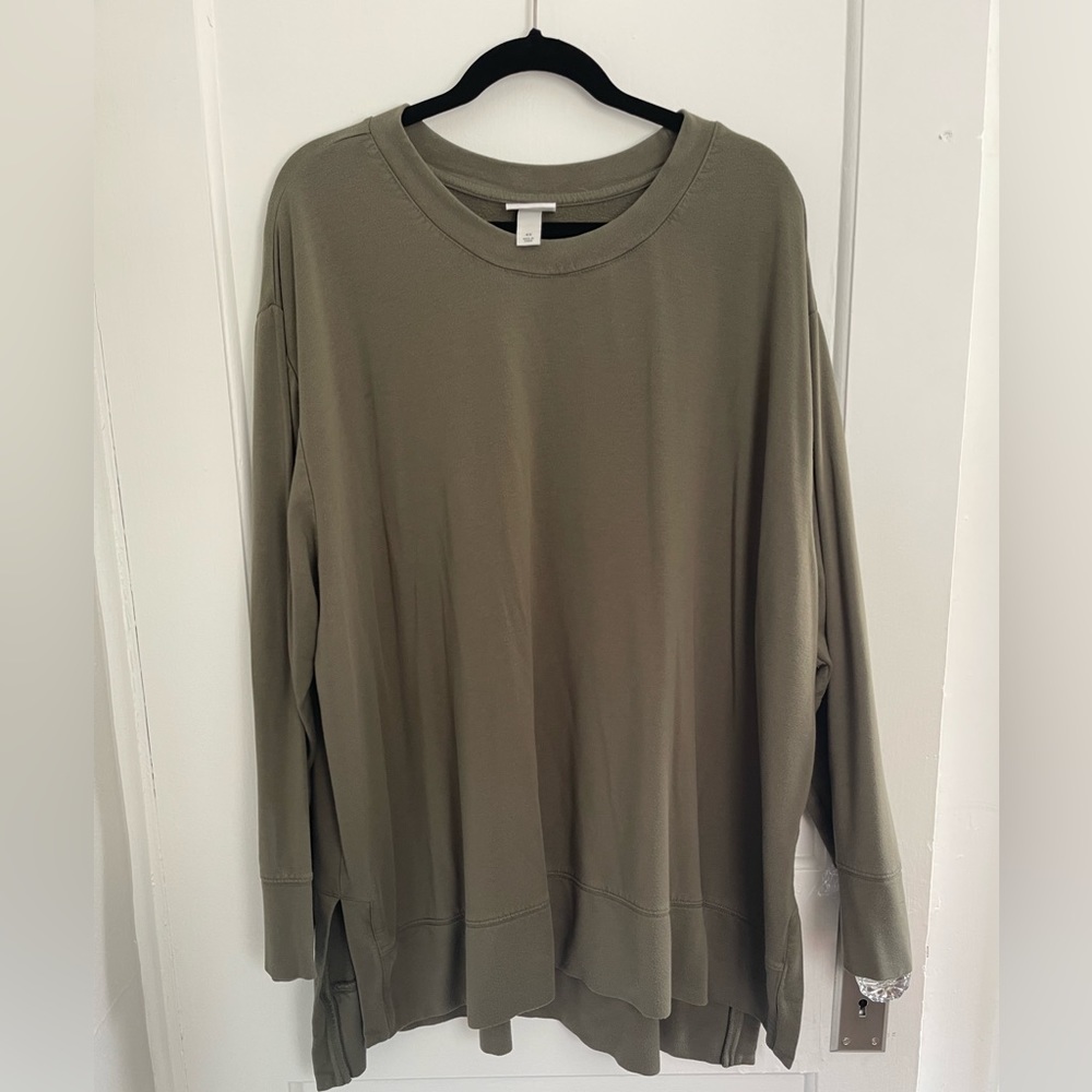 Olive green tunic sweatshirt